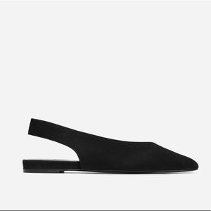 Everlane V Slingback in Black Suede